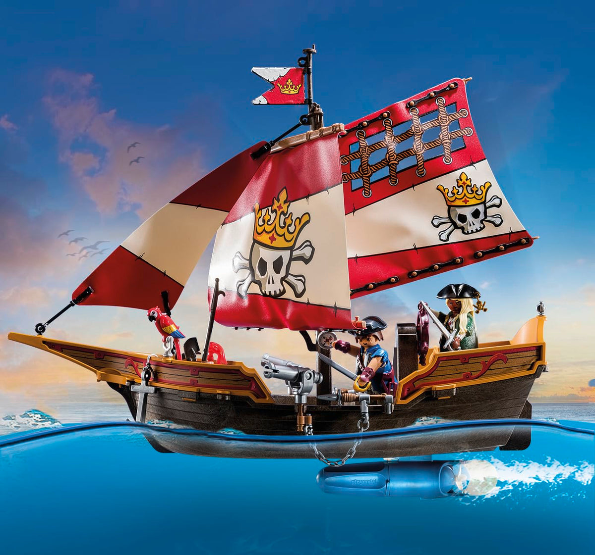Playmobil pirate ship compatible with other pirate sets.