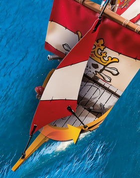 Playmobil pirate ship anchor and parrot add details.