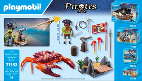 Playmobil pirate flag and barrel set the nautical mood.