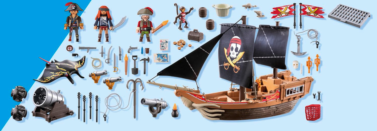 Playmobil Pirates Large Pirate Ship suitable for bath or pool adventures.