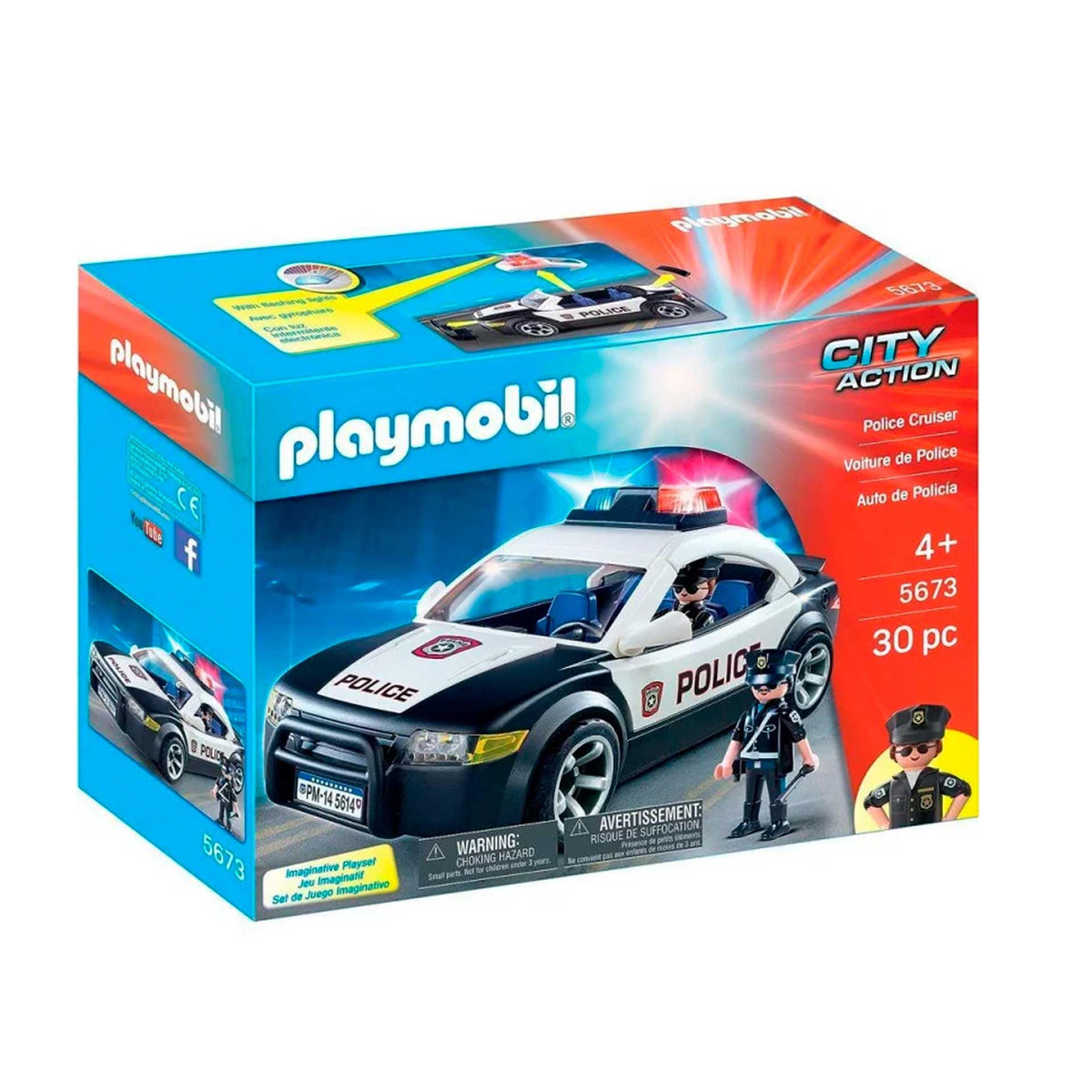 Playmobil Police Cruiser front grill with removable roof invites imaginative play and easy access.