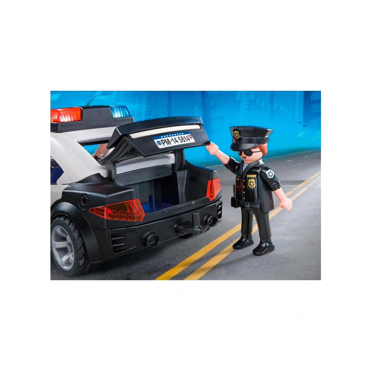 Playmobil Police Cruiser includes two figures for immediate storytelling.