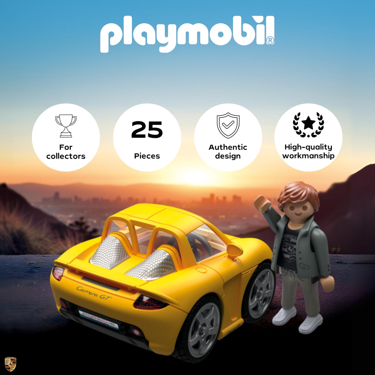 Roof open view of Playmobil Porsche Carrera GT for quick driver entry.