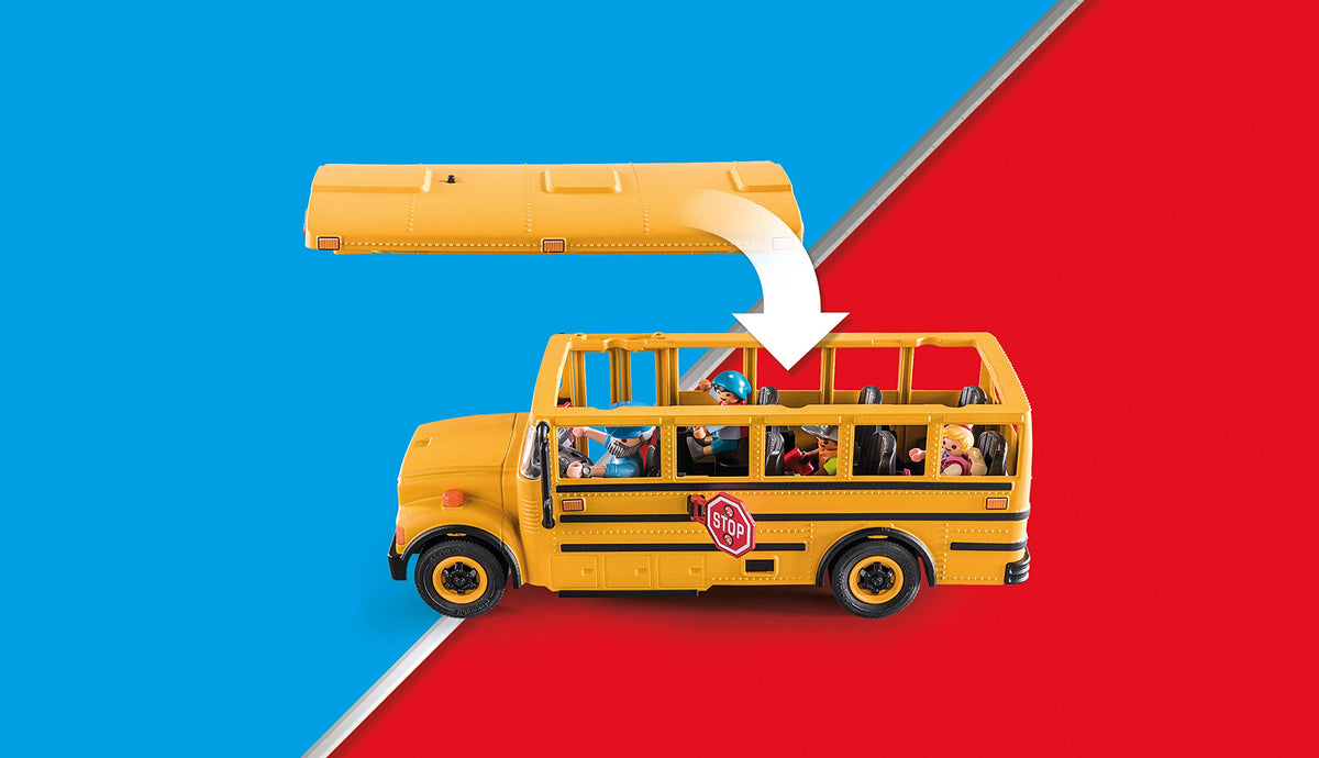 Playmobil School Bus double doors open for easy boarding and access.