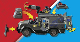 Playmobil Tactical Unit All-Terrain Vehicle rear view highlights spacious interior for gear