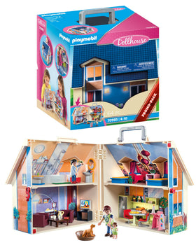 Playmobil Take Along Dollhouse cover closes securely for travel storage.