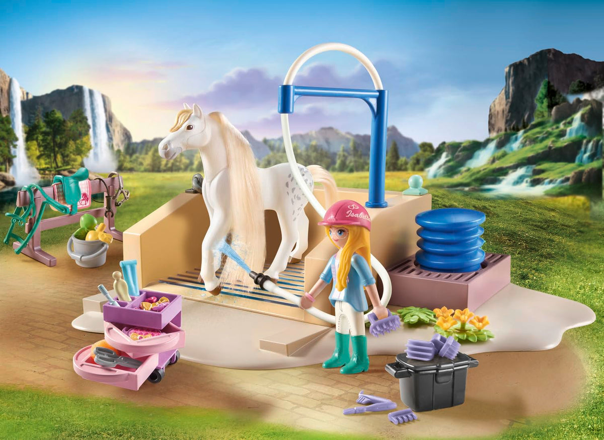 Playmobil interactive waterfall shower button for refreshing wash sessions