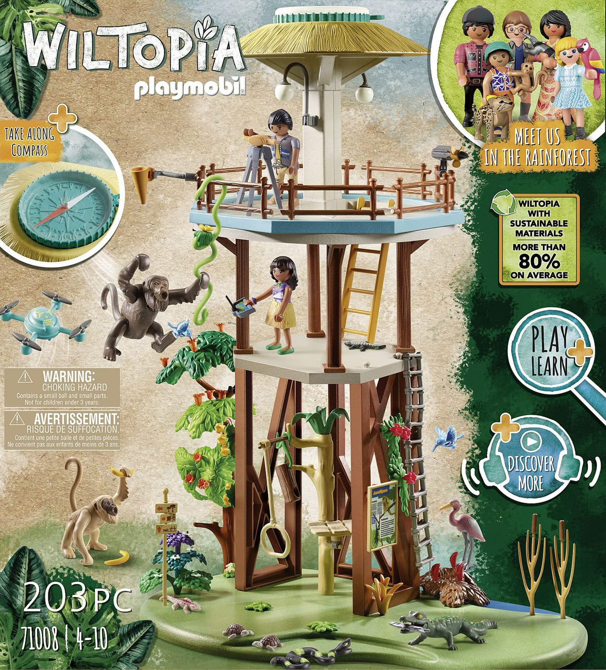 Playmobil Wiltopia Compass roof for pretend navigation during jungle expeditions.