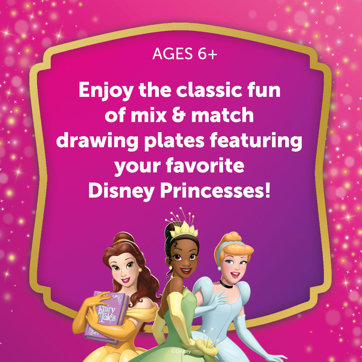 PlayMonster Disney Princess Fashion Plates paper folio keeps artwork organized and portable.