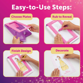 PlayMonster Disney Princess Fashion Plates plates set featuring six princess designs for mix-and-match fun.