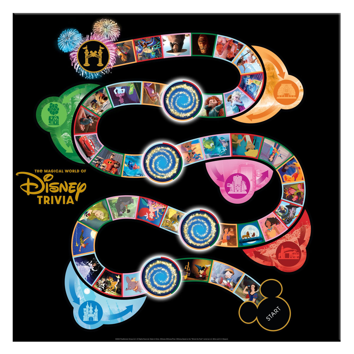 PlayMonster Disney Trivia character movers highlight iconic figures during play