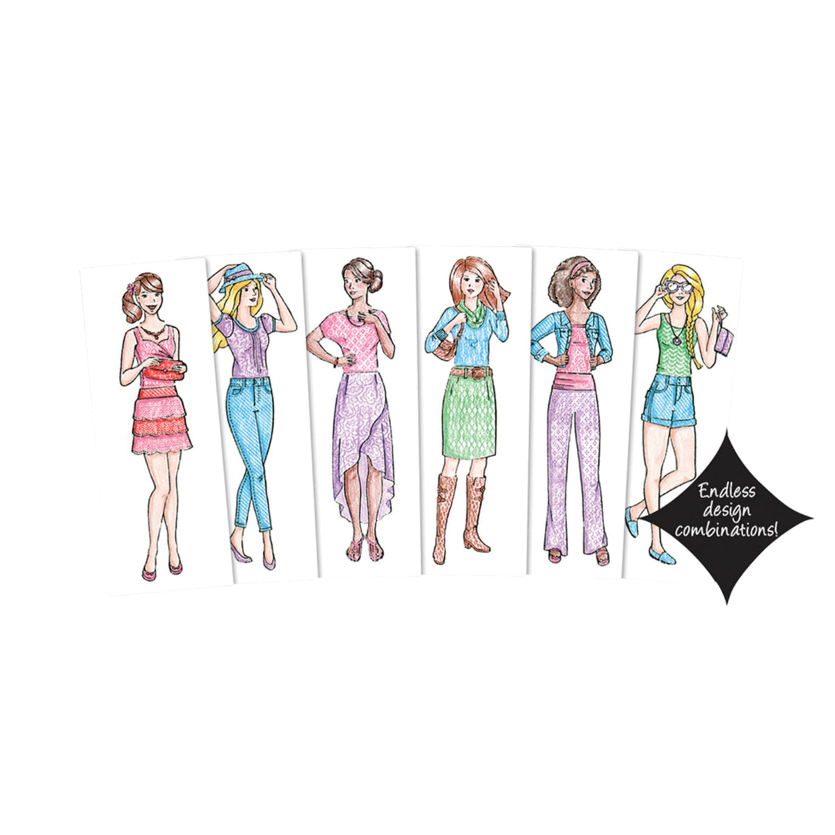PlayMonster Fashion Plates Rubbing Plates create endless mix-and-match looks.