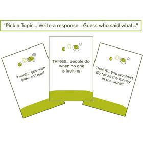 PlayMonster Game of THINGS write-down prompts enable creative responses.