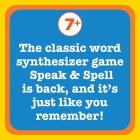 Child playing with Speak & Spell during a spelling session