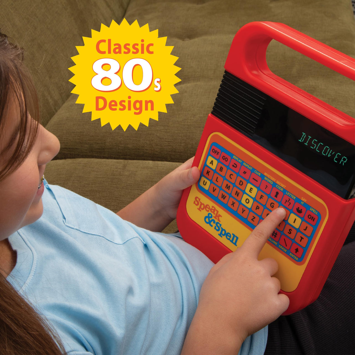 PlayMonster Speak & Spell screen displaying play modes for learning