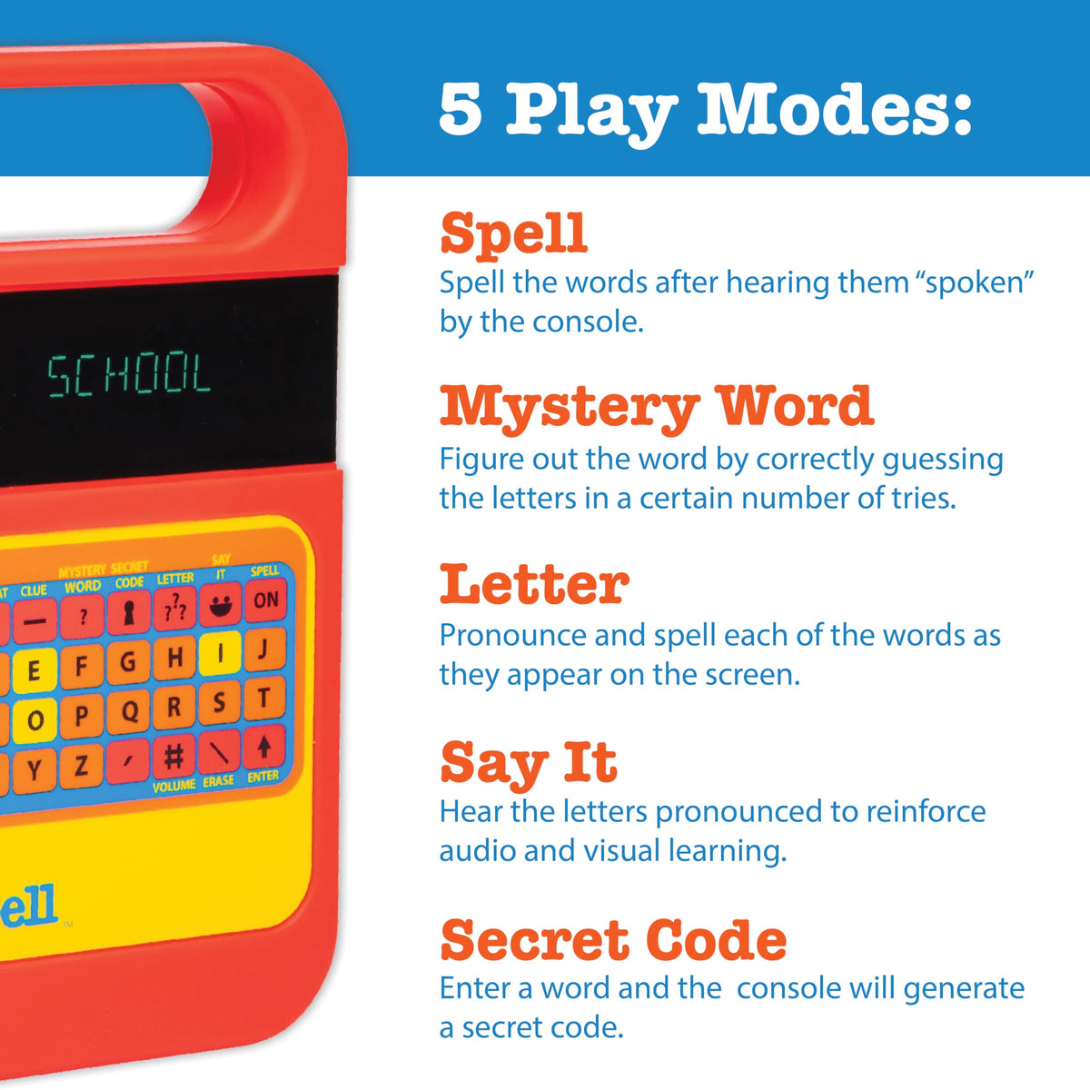 Speak & Spell Say It mode guiding pronunciation practice