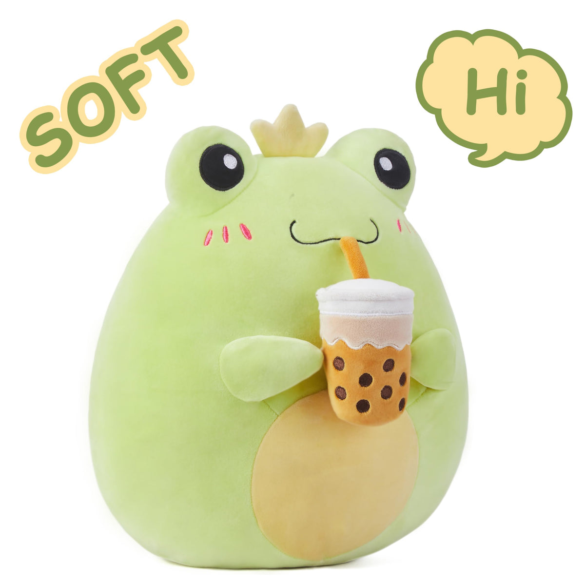 PLAYNICS Large Frog Plush Pillow side view showcases portable comfort for reading and TV time.