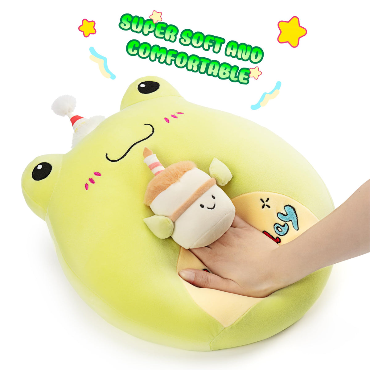 PlayNics Original 14-inch Happy Birthday Frog gift-ready packaging for gifting.