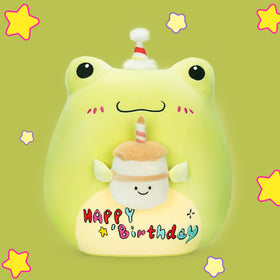 PlayNics Original 14-inch Happy Birthday Frog with child, warm cuddle buddy.