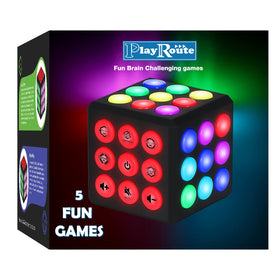 PlayRoute electronic brain cube front view with engaging games for focus.