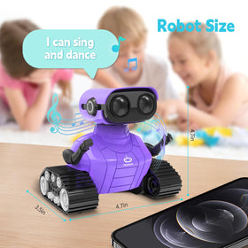 PlaySheek Emo Robot front view highlights a purple design.
