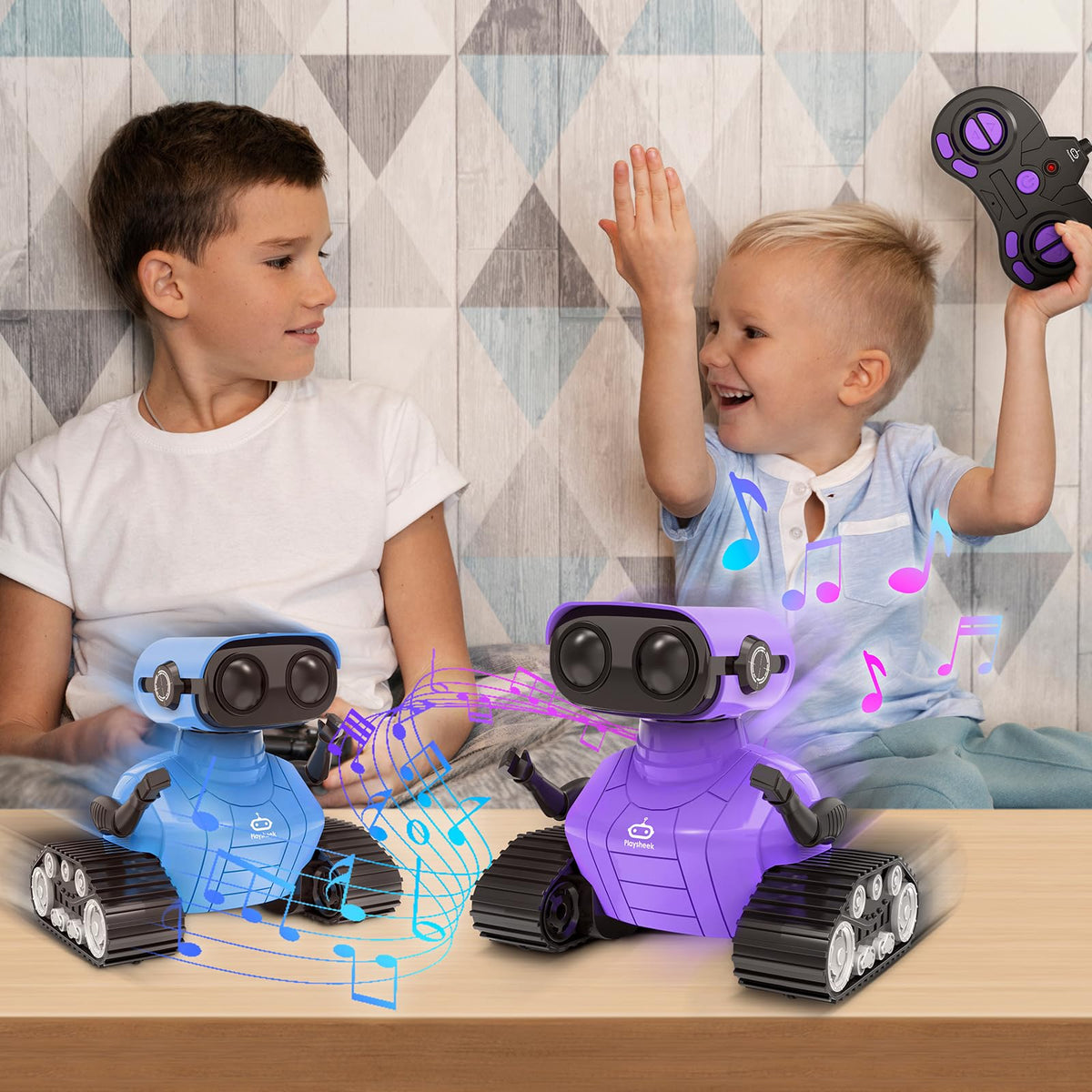 PlaySheek Emo Robot USB charging cable keeps the toy powered.