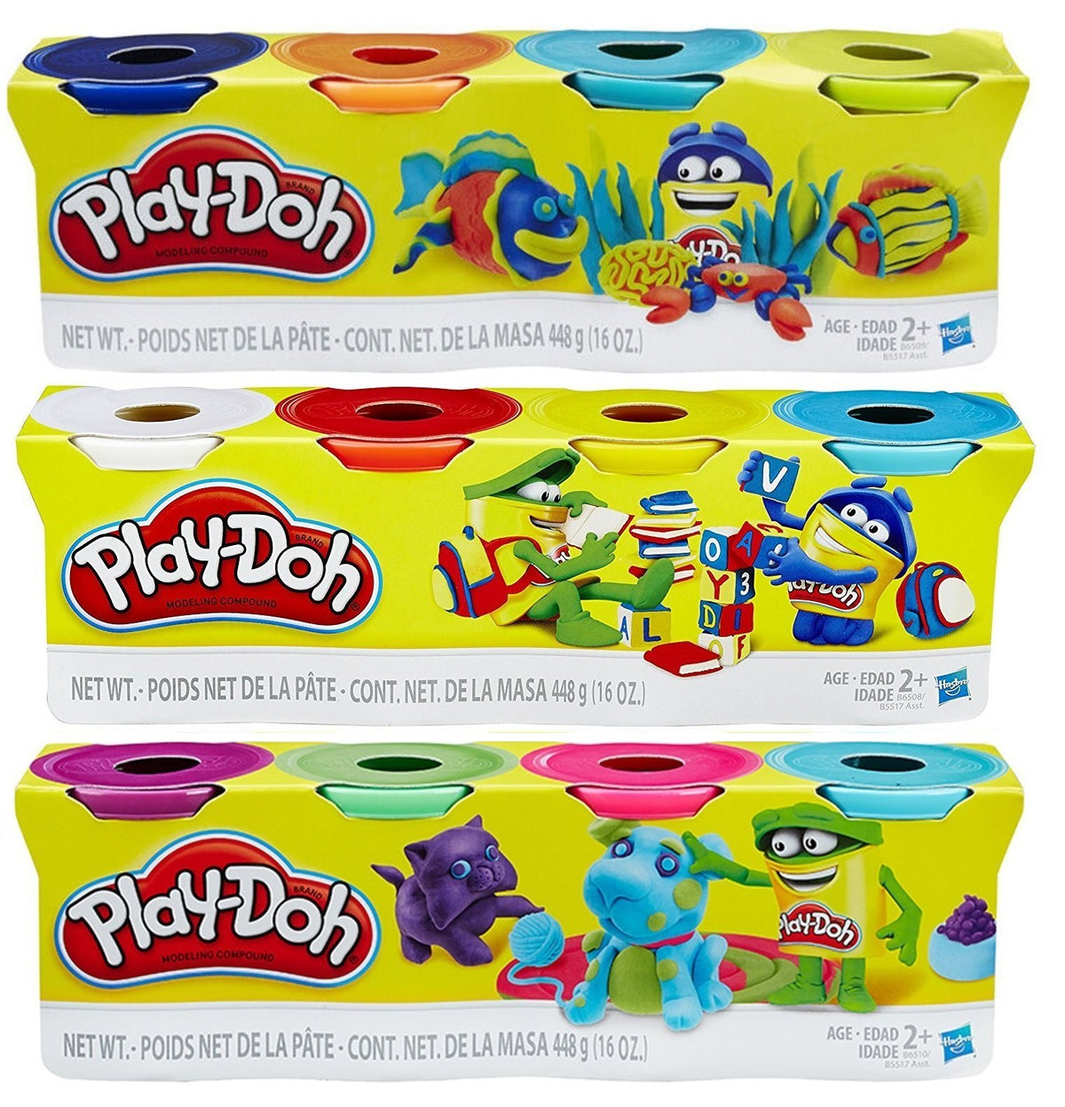 Playskool Play-Doh 12-cans color set displayed together for creative play.