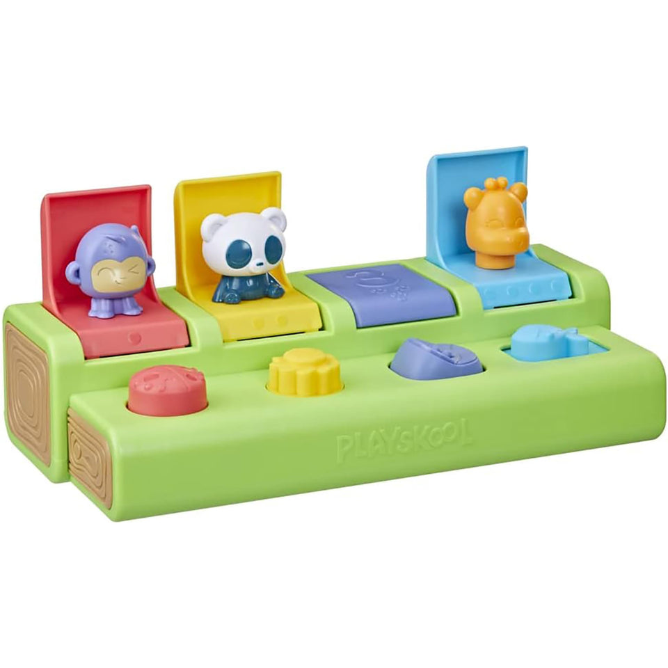 Playskool Pop-n-Peek Pals pop-up critters in cheerful colors for engaging, cause-and-effect play