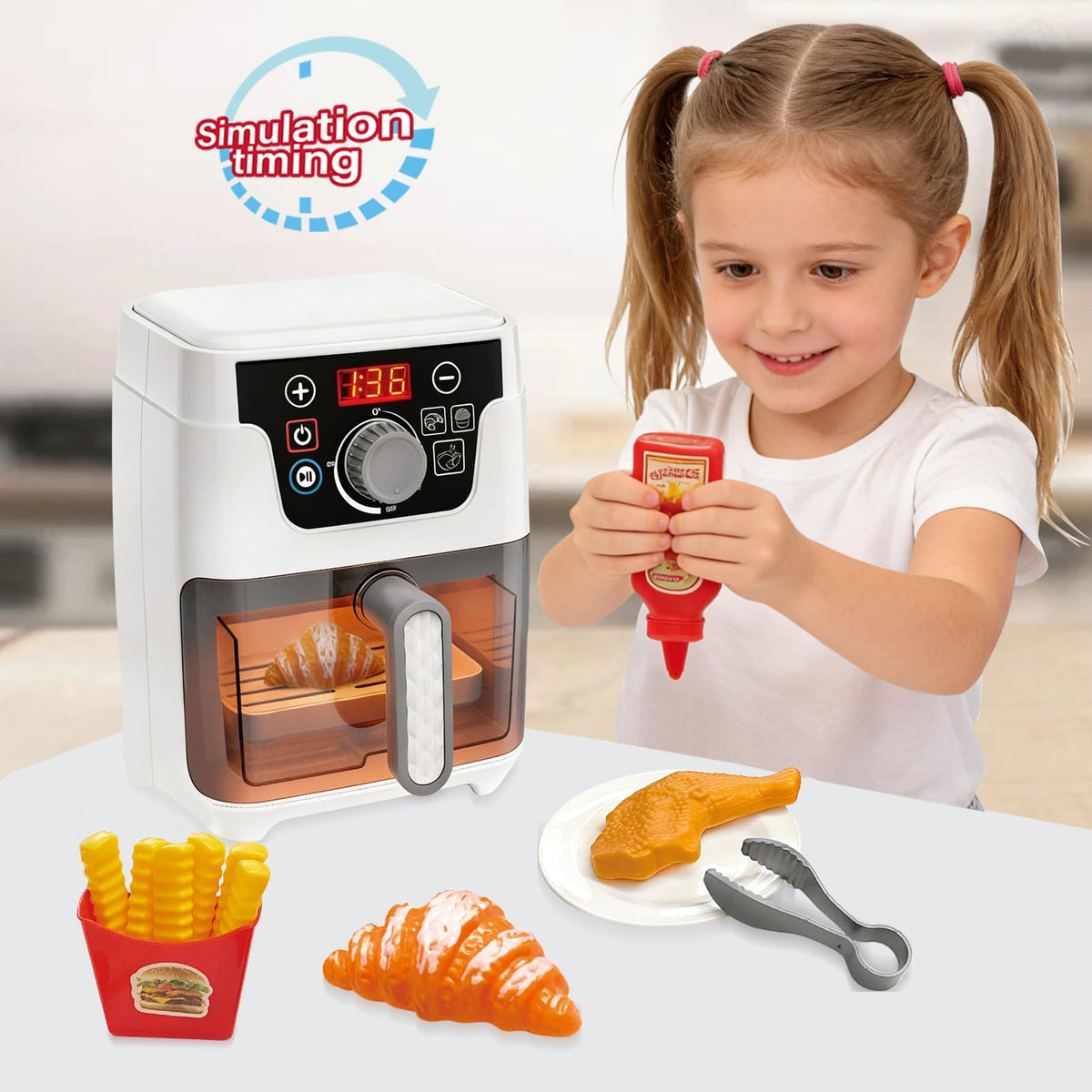 Playssnior Bojia air fryer toy kitchen set offers kids a complete pretend cooking experience