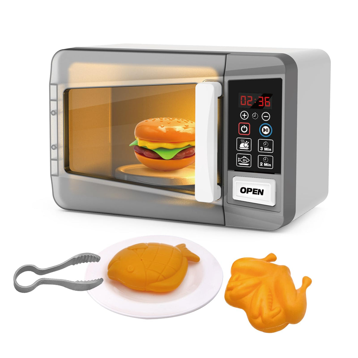 Playssnior Bojia microwave oven playset with working knobs for imaginative kitchen play