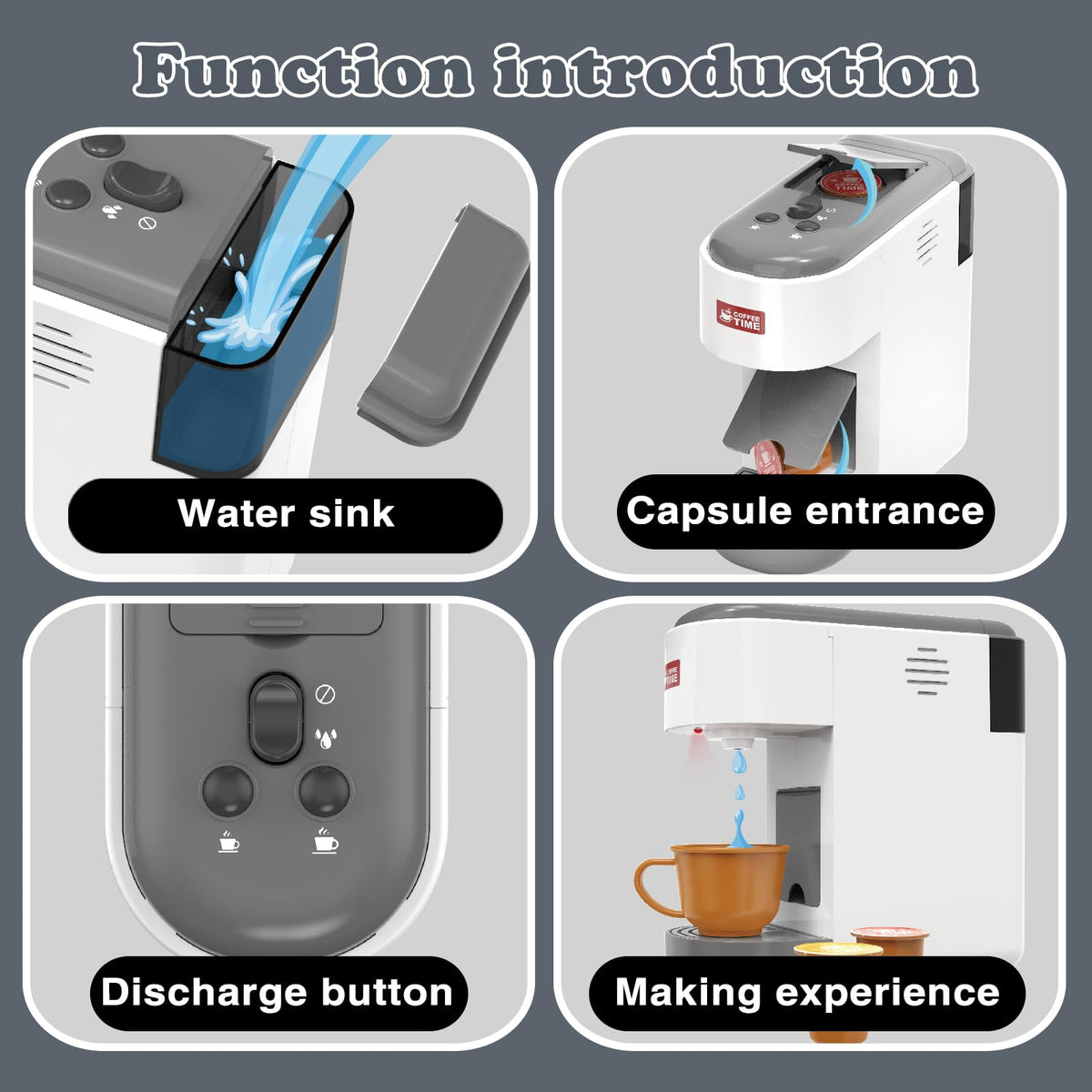 Playssnior Bojia toddler barista playing scene encourages social interaction and language.
