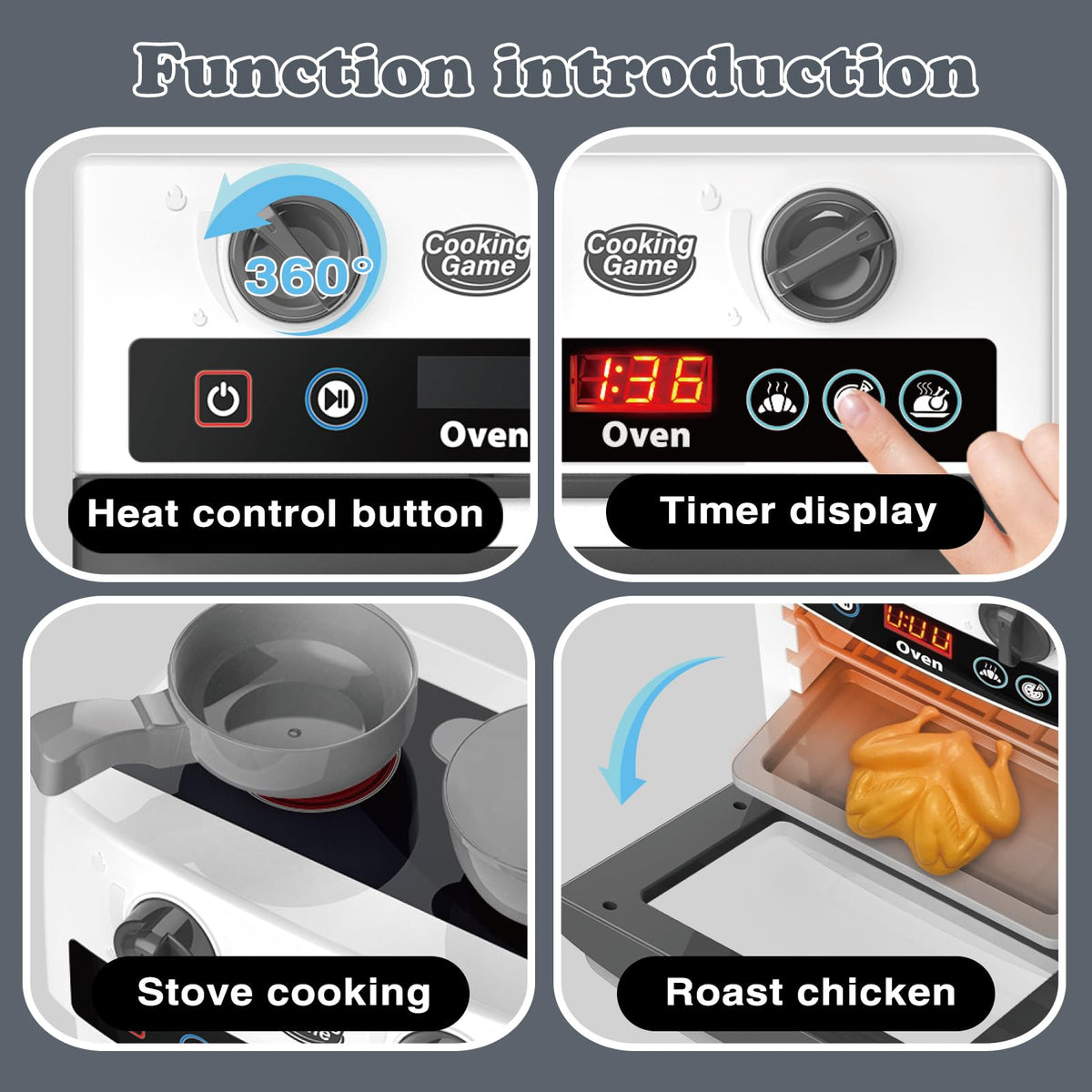 Playssnior Bojia oven set contents shown as complete pretend kitchen for kids