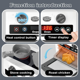 Playssnior Bojia oven set contents shown as complete pretend kitchen for kids