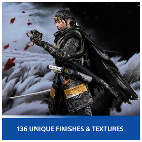 Open display box enables showcasing Jin Sakai alongside other PS figures.