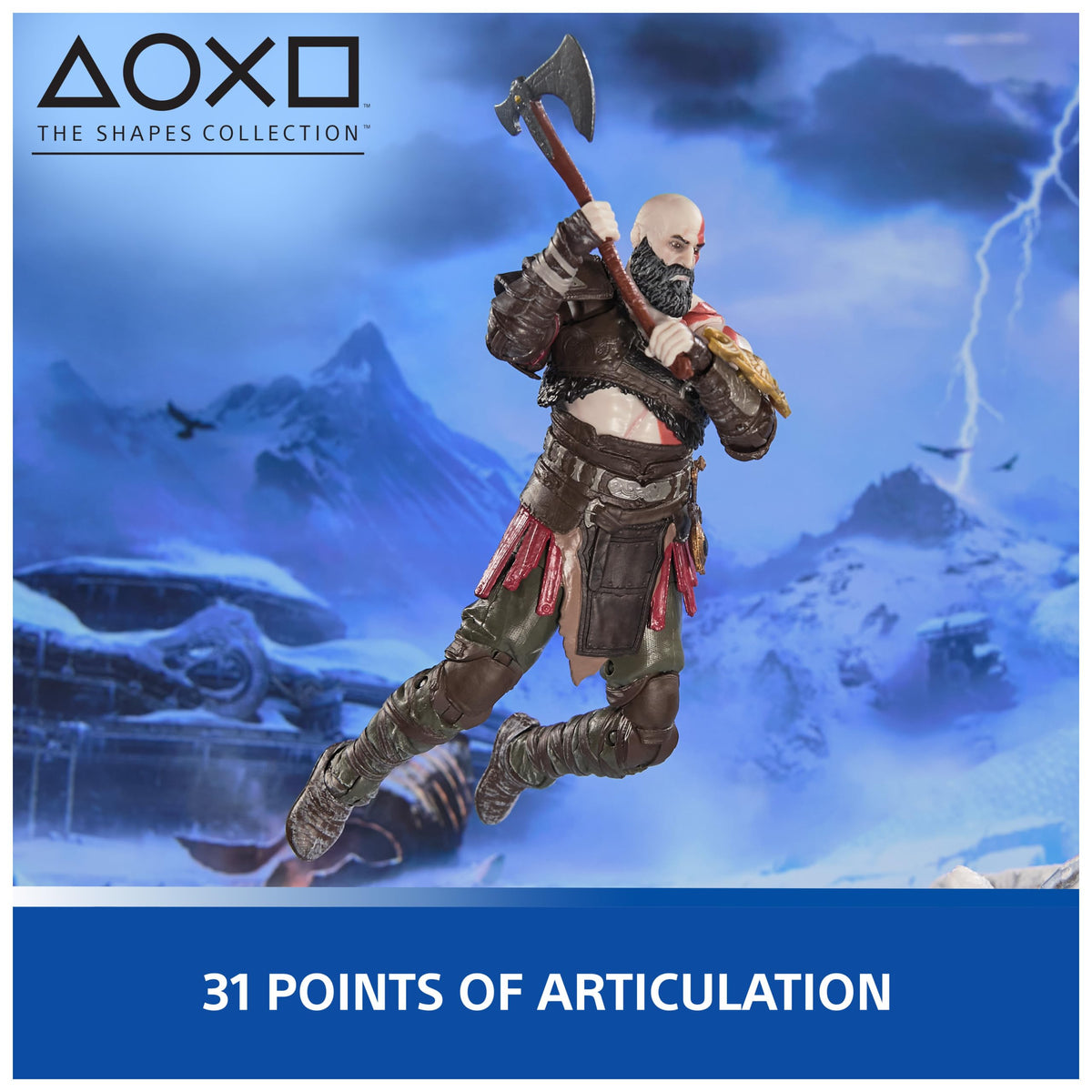 PlayStation Kratos ash-skin texture captured with rich paint applications.