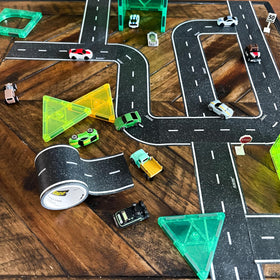 Award-winning PlayTape brand recognized for creative toy road setups.