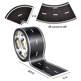 PlayTape curves provide a winding track for imaginative play.