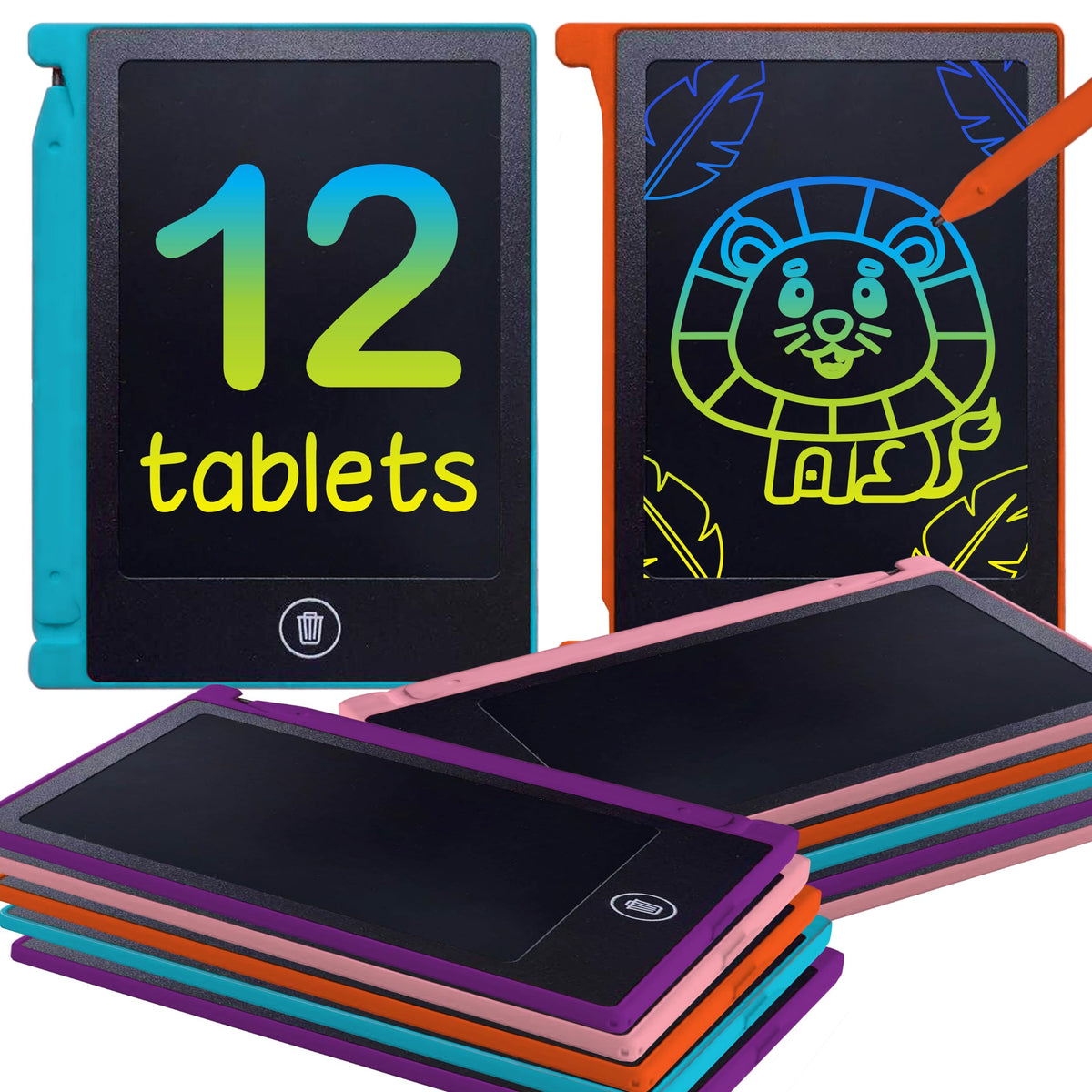 Playtapus party-favor mini LCD writing tablet, front view for on-the-go doodling and learning