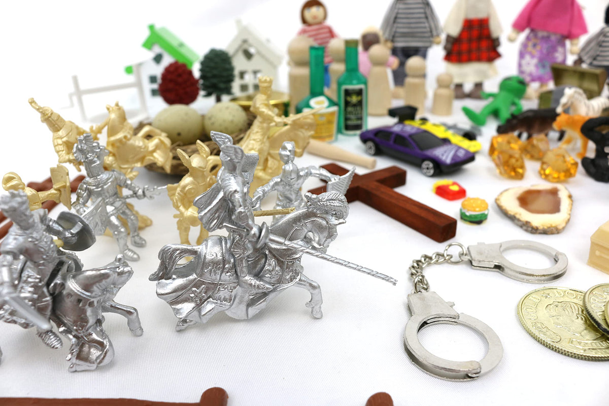 PlayTherapySupply sandtray opening houses miniatures enable modular scene building.