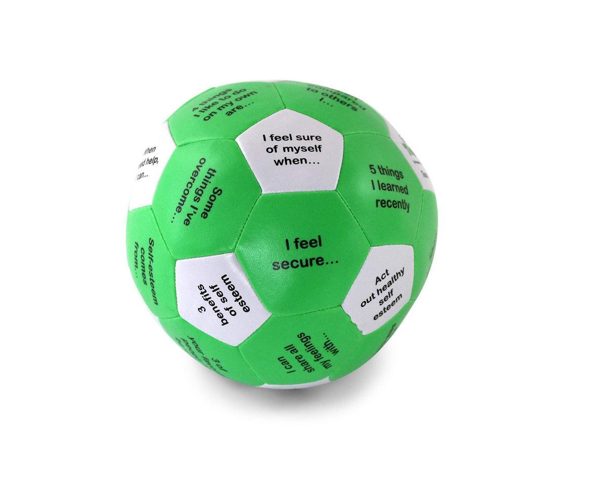 PlayTherapySupply Self Esteem Thumball in-use group activity encourages sharing ideas.