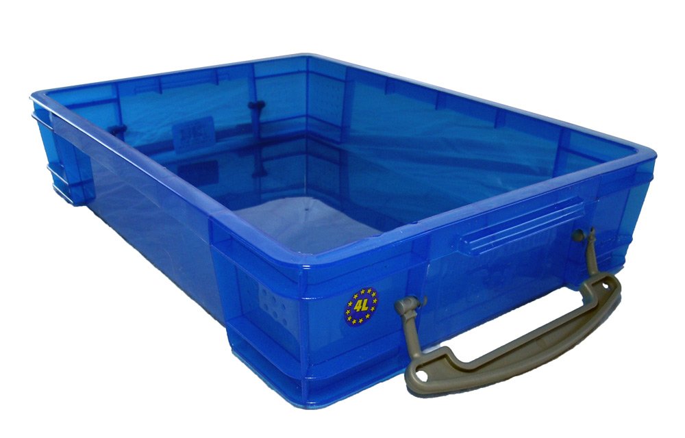 PlayTherapySupply portable sand tray with clear lid for easy disinfection between sessions.