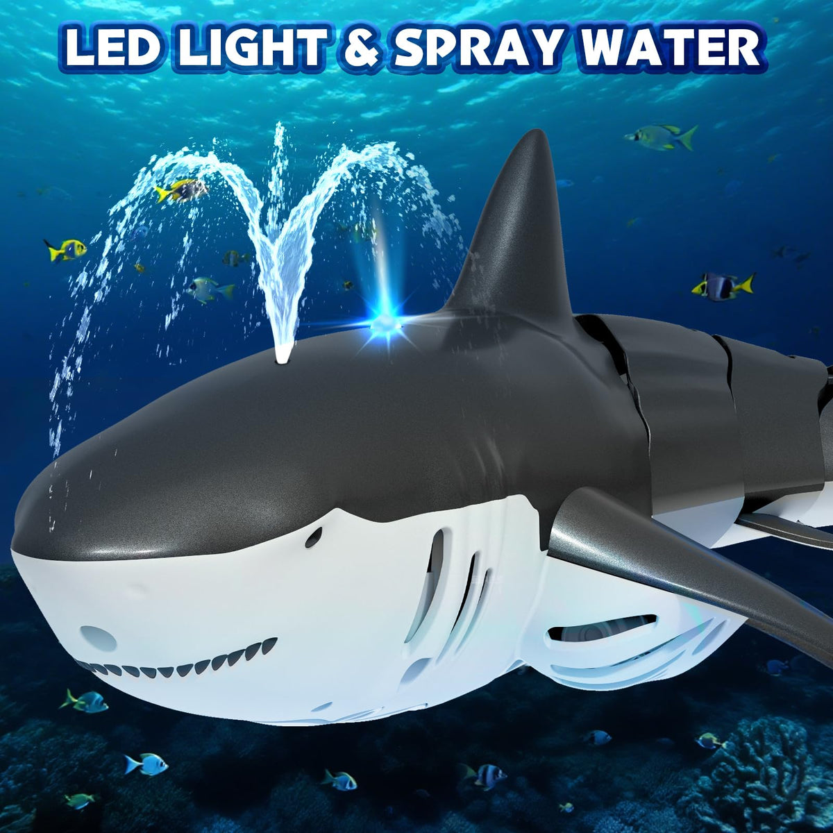 Playtigo shark remote control waterproof design for poolside or underwater steering