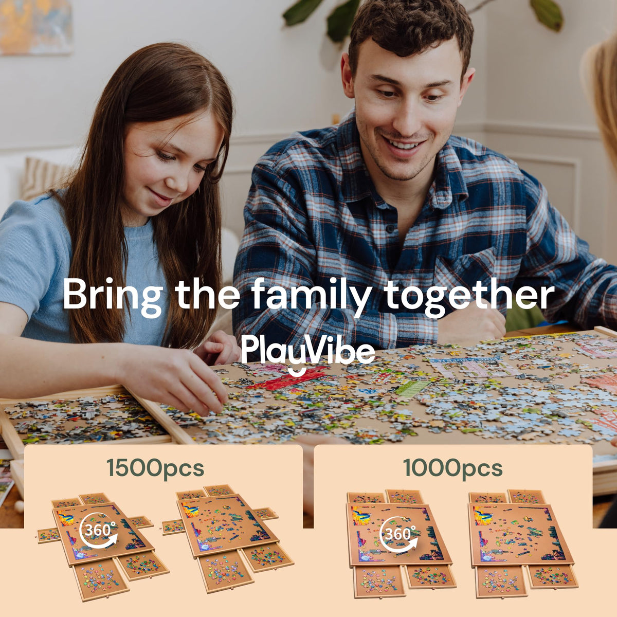 Family-friendly PlayVibe table encouraging screen-free puzzle time