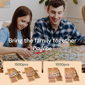 Family-friendly PlayVibe table encouraging screen-free puzzle time
