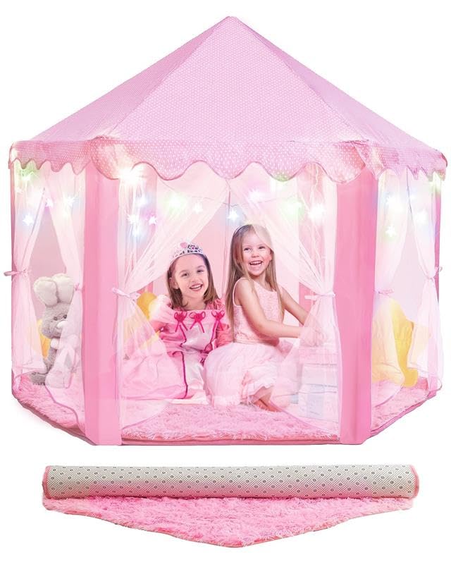 PLAYVIBE Princess Tent in pink for cozy imaginative play