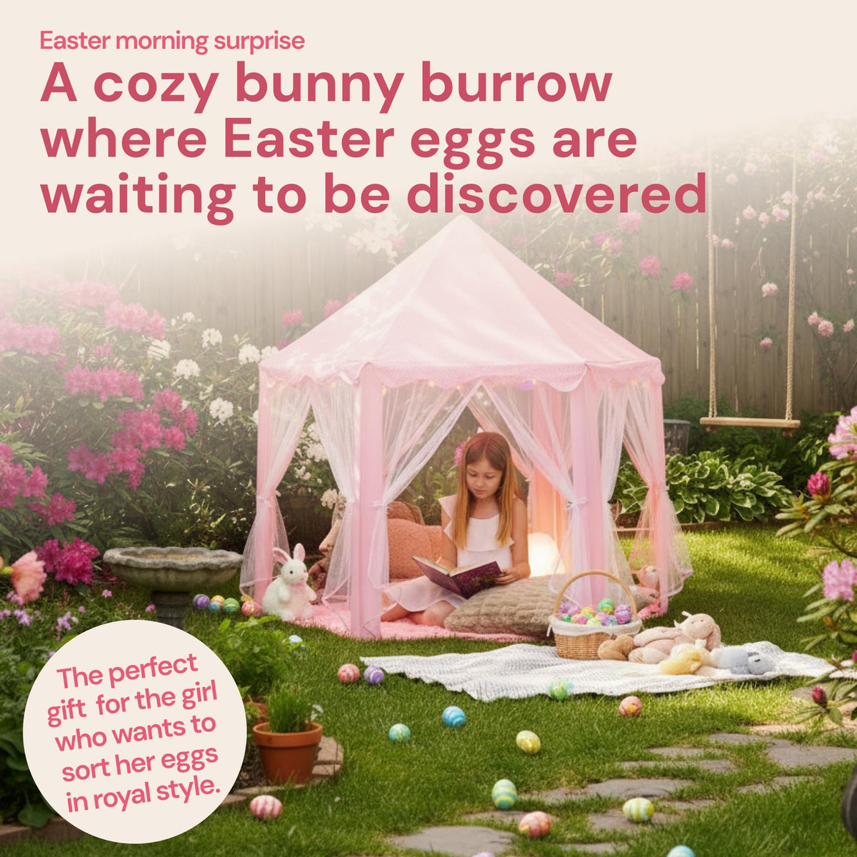 PLAYVIBE princess tent rug complements play space with softness