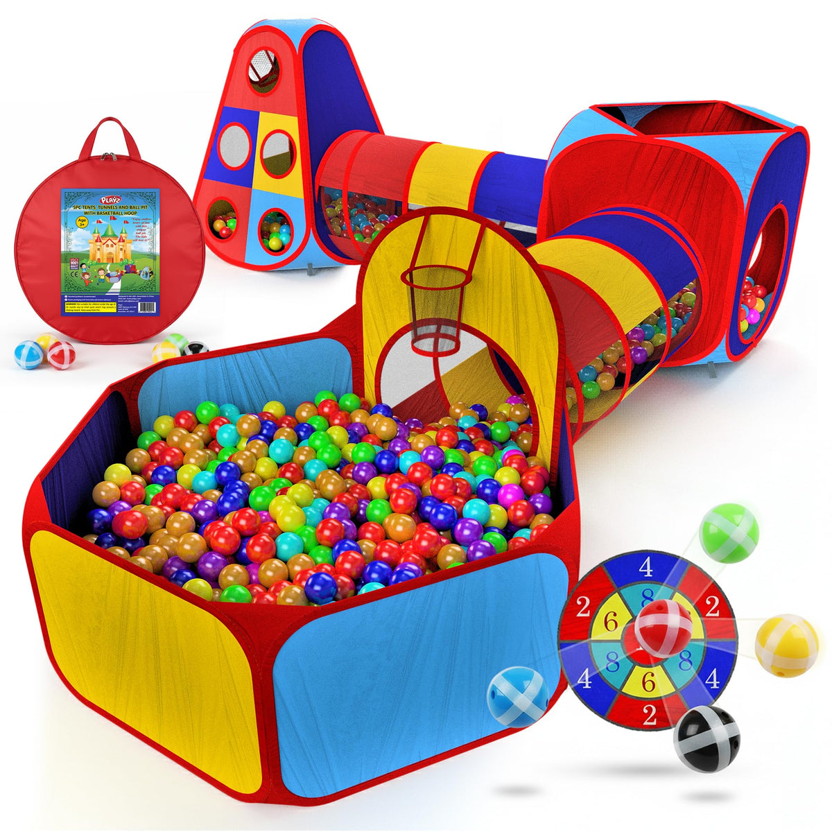 Playz 5pc play tents and ball pit set in action for indoor fun.