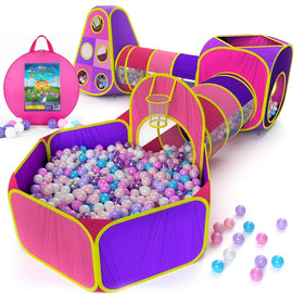 Playz 5pc play tents and tunnels ball pit—indoor/outdoor fun for toddlers.