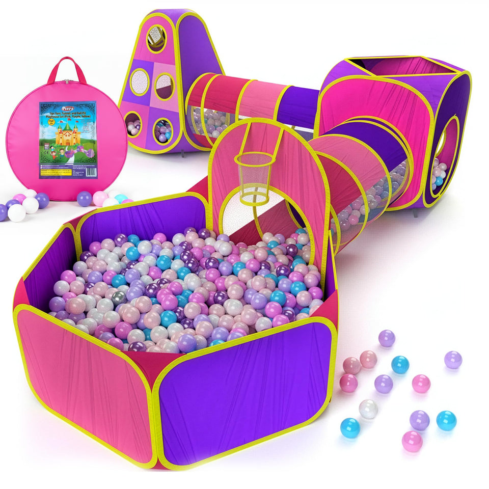 Playz 5pc play tents and tunnels ball pit—indoor/outdoor fun for toddlers.