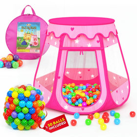 Playz Ball Pit Princess Castle Play Tent with 50 balls for imaginative play